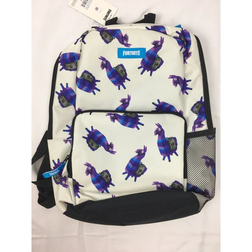 New Fortnite Backpack Cream Purple Llama Loot Pinata Pockets 17” School